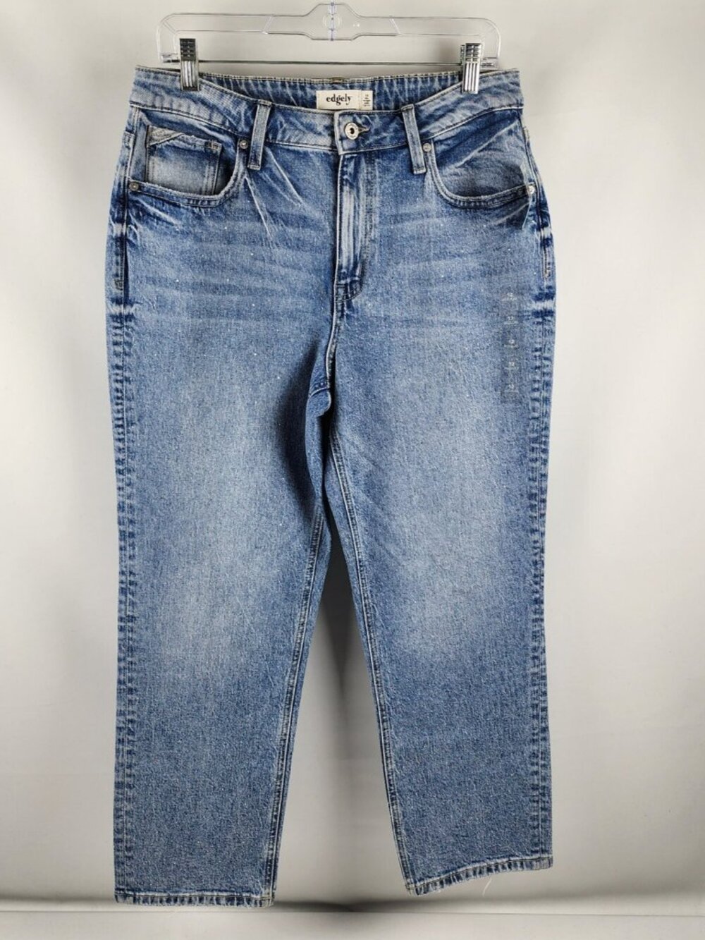 Edgely Jeans Womens 12 Blue Slim Straight High Rise Ankle Leg Denim (33x27) NWT